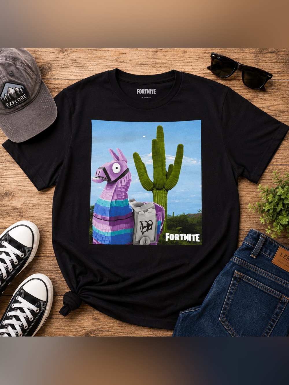 Fortnite Loot Llama Graphic Tee Men’s XL Black Gaming T-Shirt